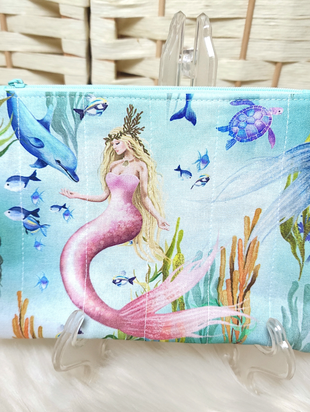 Handmade Quilted Zipper Pouch 100% Cotton Fully Lined